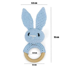 Crochet Animal Wooden Baby Rattle & Teether Toy
