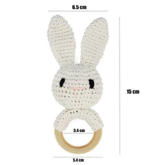 Crochet Animal Wooden Baby Rattle & Teether Toy