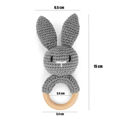 Crochet Animal Wooden Baby Rattle & Teether Toy