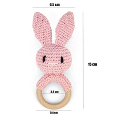 Crochet Animal Wooden Baby Rattle & Teether Toy