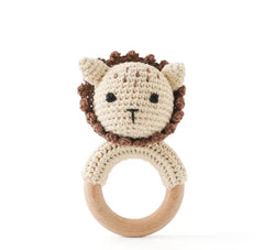 Crochet Animal Wooden Baby Rattle & Teether Toy