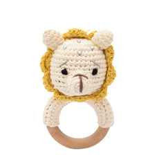 Crochet Animal Wooden Baby Rattle & Teether Toy