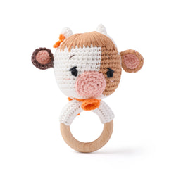 Crochet Animal Wooden Baby Rattle & Teether Toy