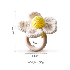 Crochet Animal Wooden Baby Rattle & Teether Toy