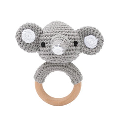 Crochet Animal Wooden Baby Rattle & Teether Toy