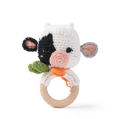 Crochet Animal Wooden Baby Rattle & Teether Toy
