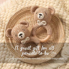 Crochet Animal Wooden Baby Rattle & Teether Toy