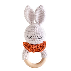 Crochet Animal Wooden Baby Rattle & Teether Toy