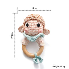 Crochet Animal Wooden Baby Rattle & Teether Toy