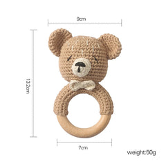 Crochet Animal Wooden Baby Rattle & Teether Toy