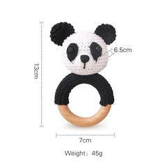 Crochet Animal Wooden Baby Rattle & Teether Toy