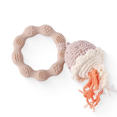 Crochet Animal Wooden Baby Rattle & Teether Toy